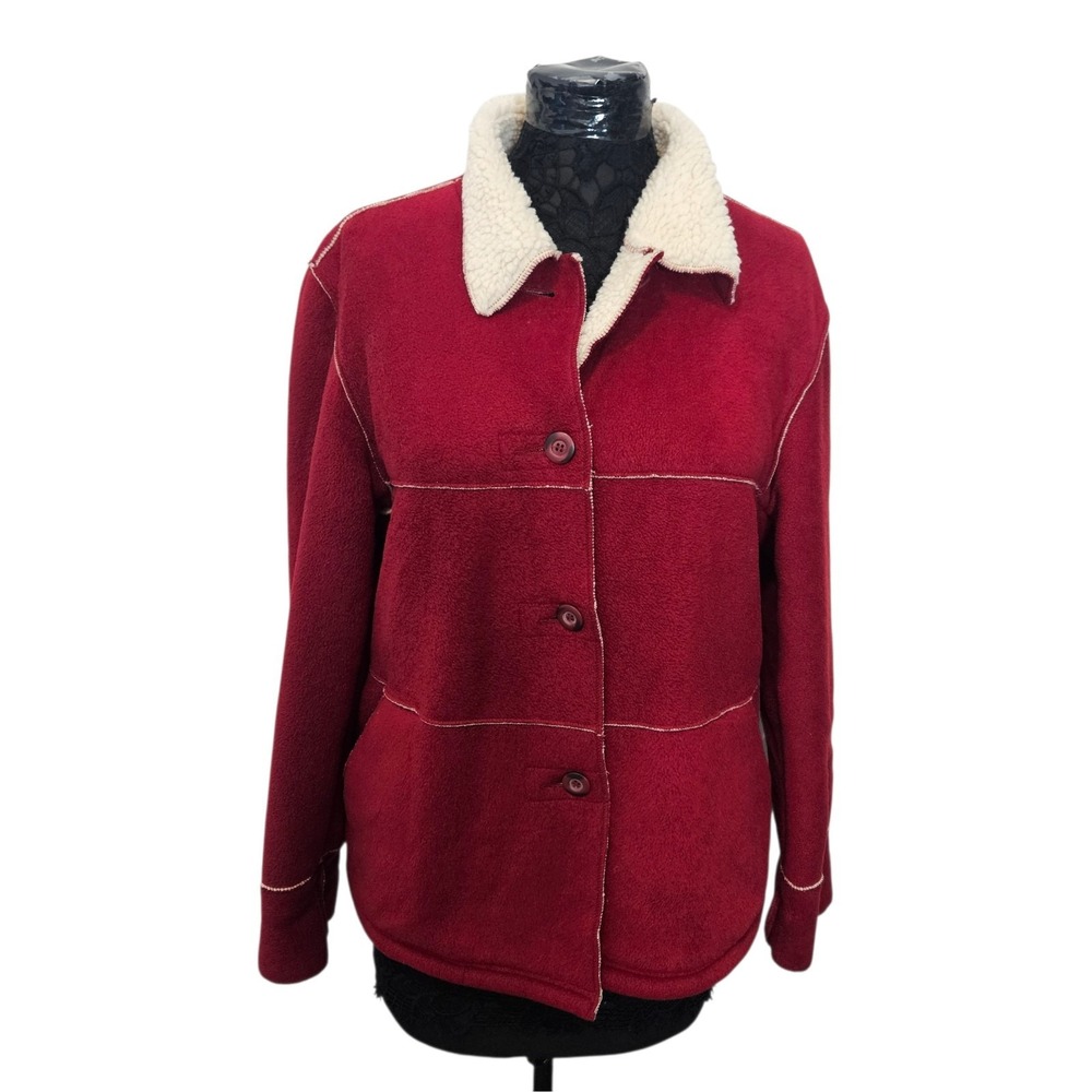 Vintage Outbrook Sherpa Lined Button Up Jacket Coat Size L 12-14 Western Outdoor